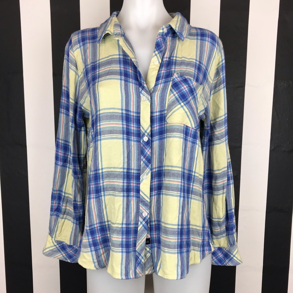 Rails Yellow and Blue Plaid Button-Down Shirt